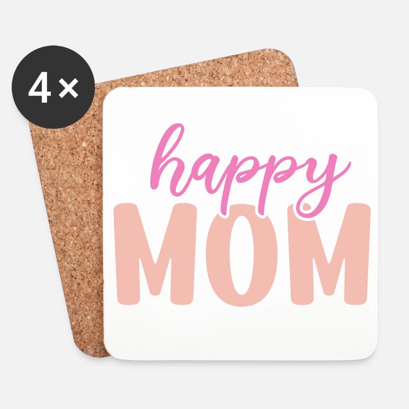 Happy Mom - Coasters (set of 4) - white