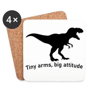 Petites mains grand ego grand dinosaure T-Rex - Dessous de verre (lot de 4) - blanc - Devant