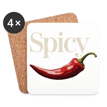 Design amateur de chili épicé - Dessous de verre (lot de 4) - blanc - Devant
