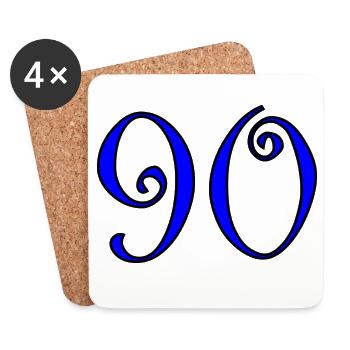90. 90 ANS. 90e ANNIVERSAIRE. ANNIVERSAIRE 90 ANS. - Dessous de verre (lot de 4) - blanc - Devant