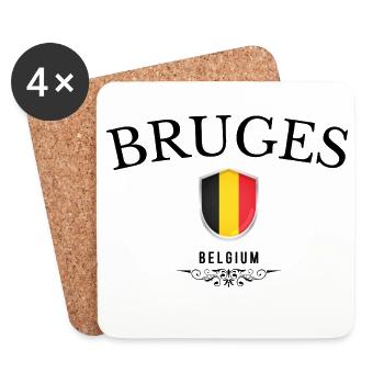 Souvenir Brügge, elegantes Design Brügge - Untersetzer (4er-Set) - Weiß - Vorne