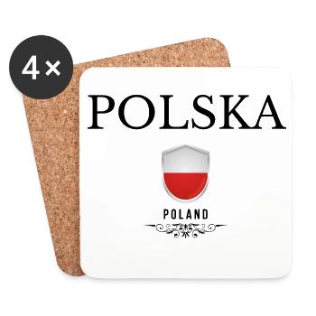 Drapeau de la Pologne, fierté polonaise - Dessous de verre (lot de 4) - blanc - Devant