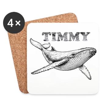 Timmy the Whale - Vintage Engraving - Coasters (set of 4) - white - Front