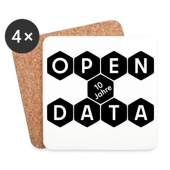 Open Data 10 Jahre Jubiläum (dunkel) - Untersetzer (4er-Set) - Weiß - Vorne