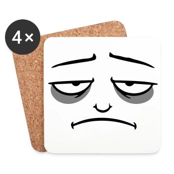 Grumpy sad disappointed face funny - Coasters (set of 4) - white - Front