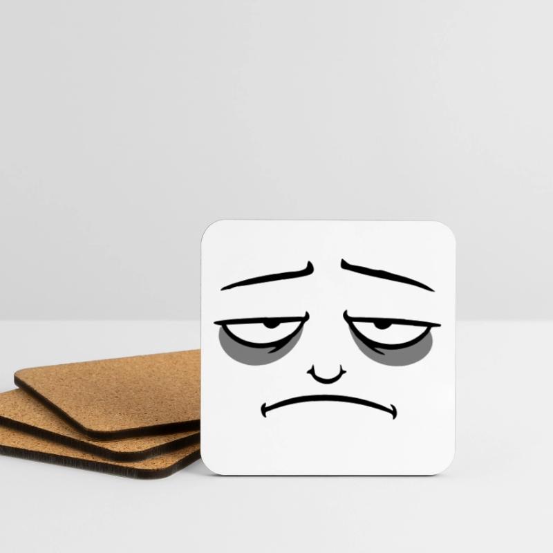 Grumpy sad disappointed face funny Coasters (set of 4)