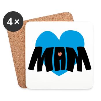 Cœur de maman - Dessous de verre (lot de 4) - blanc - Devant