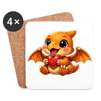 Little Baby Pterodactyl – Cute Pterosaur - Coasters (set of 4) - white - Front