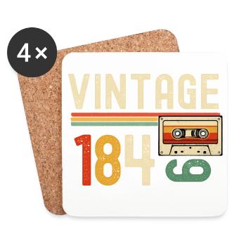 Vintage 1840's Retro Cassette - Coasters (set of 4) - white - Front