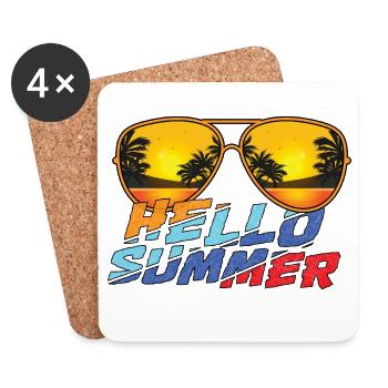 Hello Summer Sunglasses Vibes - Coasters (set of 4) - white - Front