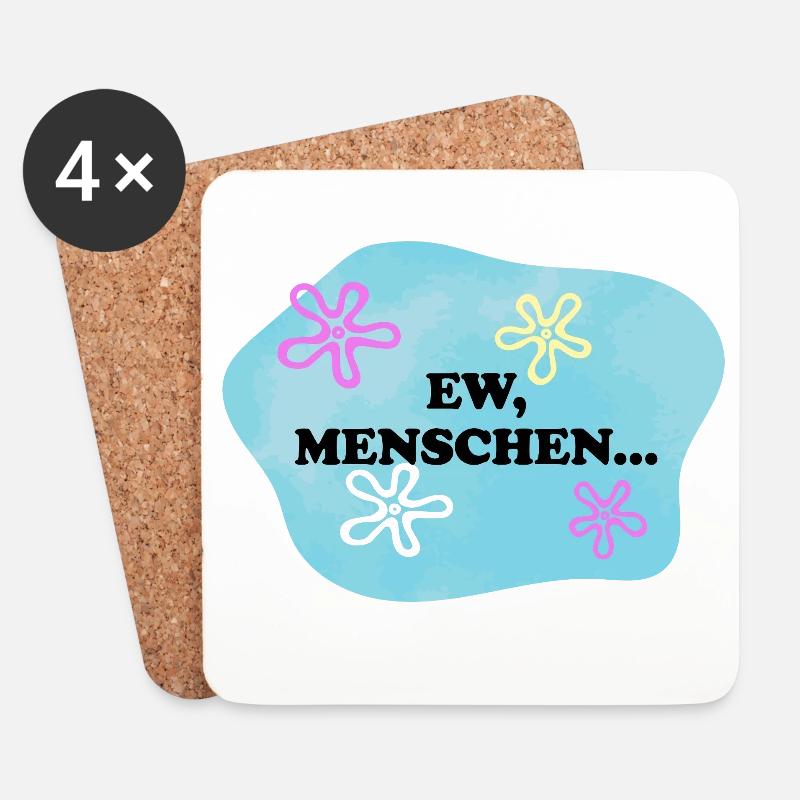 Ew, Menschen | Sarkastisches Retro Meme - Untersetzer (4er-Set) - Weiß