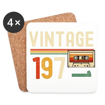 Vintage 70s Cassette - Coasters (set of 4) - white - Front