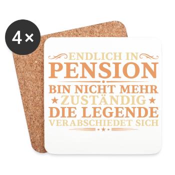 Endlich in Pension - Legende verabschiedet sich - Untersetzer (4er-Set) - Weiß - Vorne