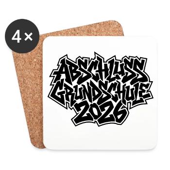Abschluss Grundschule 2026 Graffiti - Untersetzer (4er-Set) - Weiß - Vorne