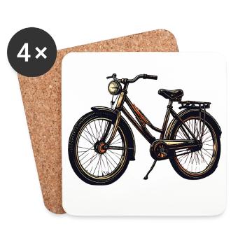 Silhouette de vélo vintage - Dessous de verre (lot de 4) - blanc - Devant