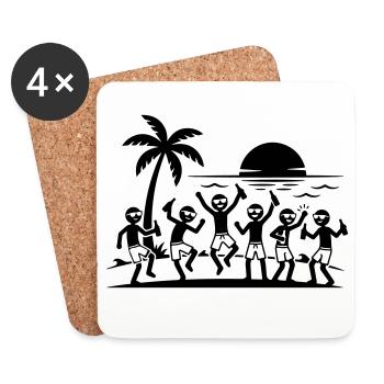 Équipe de plage pour fête de fin d’année - Dessous de verre (lot de 4) - blanc - Devant