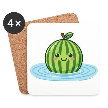 Splashing Watermelon Summer Pool Vibes Ladies - Coasters (set of 4) - white - Front