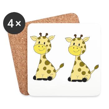 Doppelte Giraffenfreundschaft - Untersetzer (4er-Set) - Weiß - Vorne