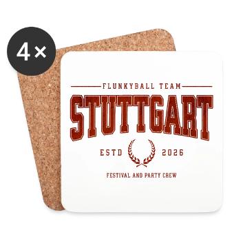Flunkyball Profi Team Stuttgart Vintage Shirt - Untersetzer (4er-Set) - Weiß - Vorne