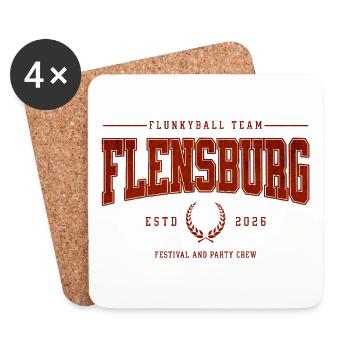 Flunkyball Profi Team Flensburg Classic T-Shirt - Coasters (set of 4) - white - Front