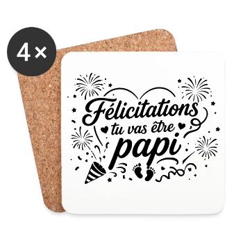 Félicitations tu vas être papi - Dessous de verre (lot de 4) - blanc - Devant