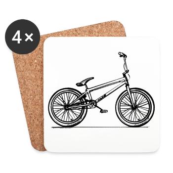 BMX-Fahrrad - Illustration - Untersetzer (4er-Set) - Weiß - Vorne