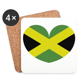 Drapeau jamaïcain en forme de cœur - Dessous de verre (lot de 4) - blanc - Devant