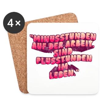 Minusstunden auf der Arbeit - Untersetzer (4er-Set) - Weiß - Vorne