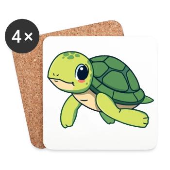 Turtle Turtle Gift - Coasters (set of 4) - white - Front