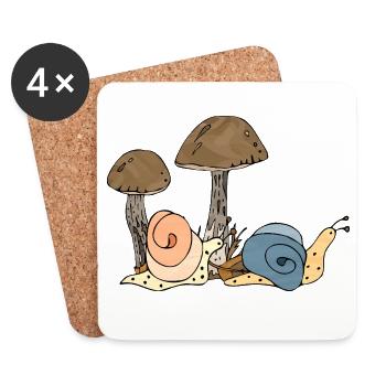 Escargots - Dessous de verre (lot de 4) - blanc - Devant