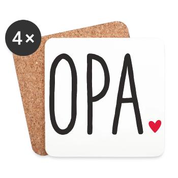❤️ Grandpa – Loving Text Design - Coasters (set of 4) - white - Front
