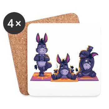 Yoga Âne Savasana Namasté Humour - Dessous de verre (lot de 4) - blanc - Devant