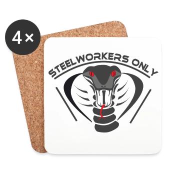 Steelworkers_only_001 - Coasters (set of 4) - white - Front