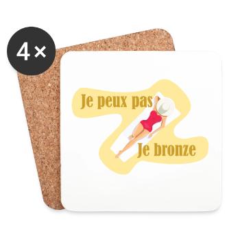 Je peux pas je bronze - Dessous de verre (lot de 4) - blanc - Devant