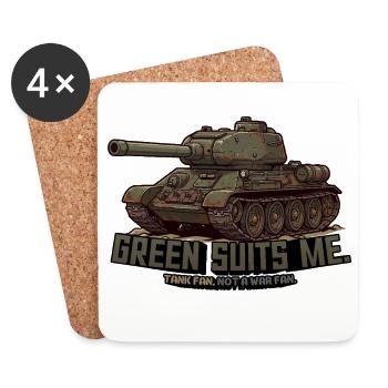 T-34 Tank – Green Suits Me - Coasters (set of 4) - white - Front
