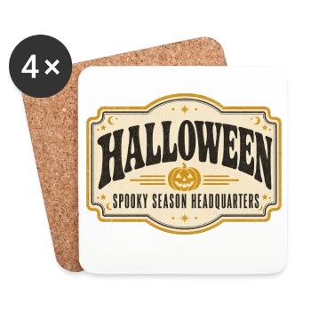 Vintage-Halloween-Shop-Schild – Retro-Spooky-Saison - Untersetzer (4er-Set) - Weiß - Vorne