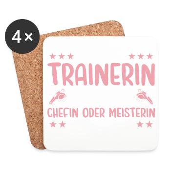 Trainerin Chefin oder Meisterin Fußballtrainerin - Untersetzer (4er-Set) - Weiß - Vorne