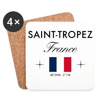 Saint Tropez Frankreich Koordinaten Reise Souvenir - Untersetzer (4er-Set) - Weiß - Vorne