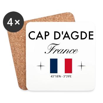 Cap d'Agde Frankreich Koordinaten Reise Souvenir - Untersetzer (4er-Set) - Weiß - Vorne