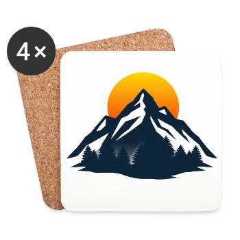 Silhouette de la Montagne du Coucher du Soleil - Dessous de verre (lot de 4) - blanc - Devant