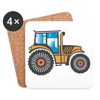 Conception agricole tracteur - Dessous de verre (lot de 4) - blanc - Devant