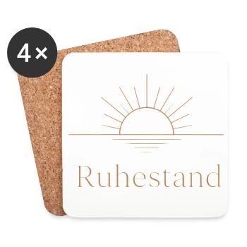 Goldener Ruhestand – Filigrane Buchstaben & Sonne - Untersetzer (4er-Set) - Weiß - Vorne