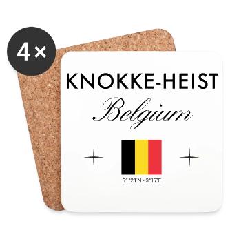 Knokke Heist Belgium Coordinates Travel Souvenir - Coasters (set of 4) - white - Front