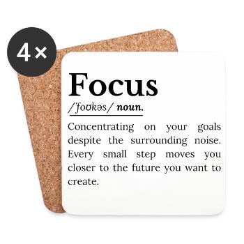 Fokus Definition Inspirierender Spruch Über Konzen - Untersetzer (4er-Set) - Weiß - Vorne