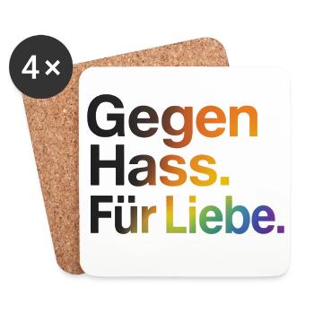 Gegen Hass Für Liebe für Frauen & Männer CSD - Untersetzer (4er-Set) - Weiß - Vorne
