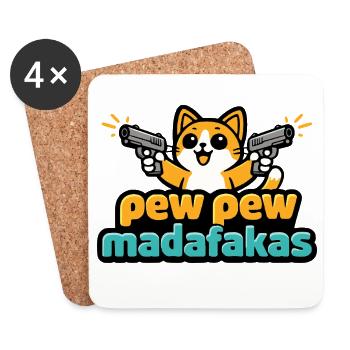 Pew Pew Madafakas Katze - Untersetzer (4er-Set) - Weiß - Vorne