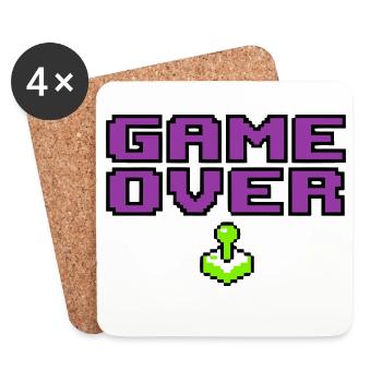 Game Over Pixel Logo - Untersetzer (4er-Set) - Weiß - Vorne