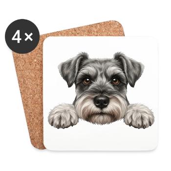 Spickender Schnauzer Neugieriges Barthundegesicht - Untersetzer (4er-Set) - Weiß - Vorne