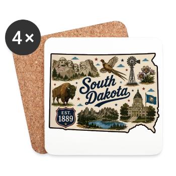 South Dakota Mount Rushmore Vintage-Aufkleber - Untersetzer (4er-Set) - Weiß - Vorne