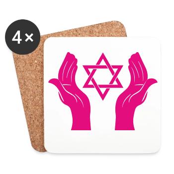 Magenta Hands with Star of David - Coasters (set of 4) - white - Front